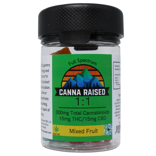 CannaRaised: 1:1 Delta 9/CBD Gummies (30mg/Piece)