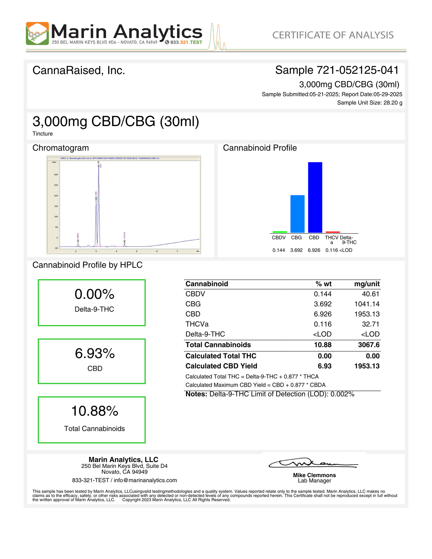 CannaRaised: Calming Blend 3000mg Broad Spectrum CBD & CBG Tincture (30ml)