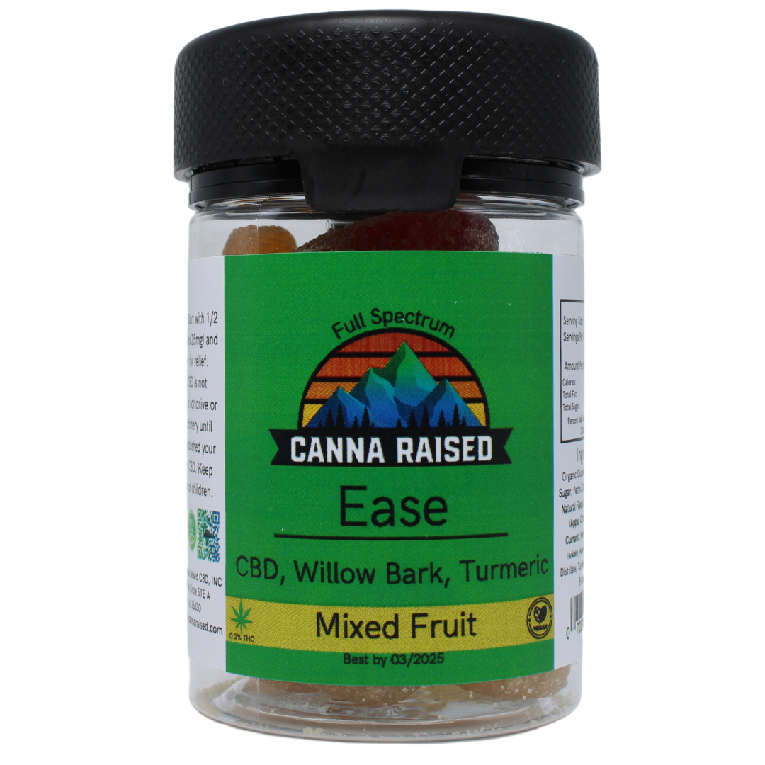 Ease: CBD, Willow Bark, Turmeric Gummies (50mg/Piece)