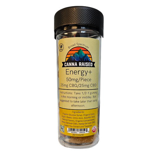 CannaRaised: Energy+ Broad Spectrum CBG & CBD Gummies (50mg/Piece)