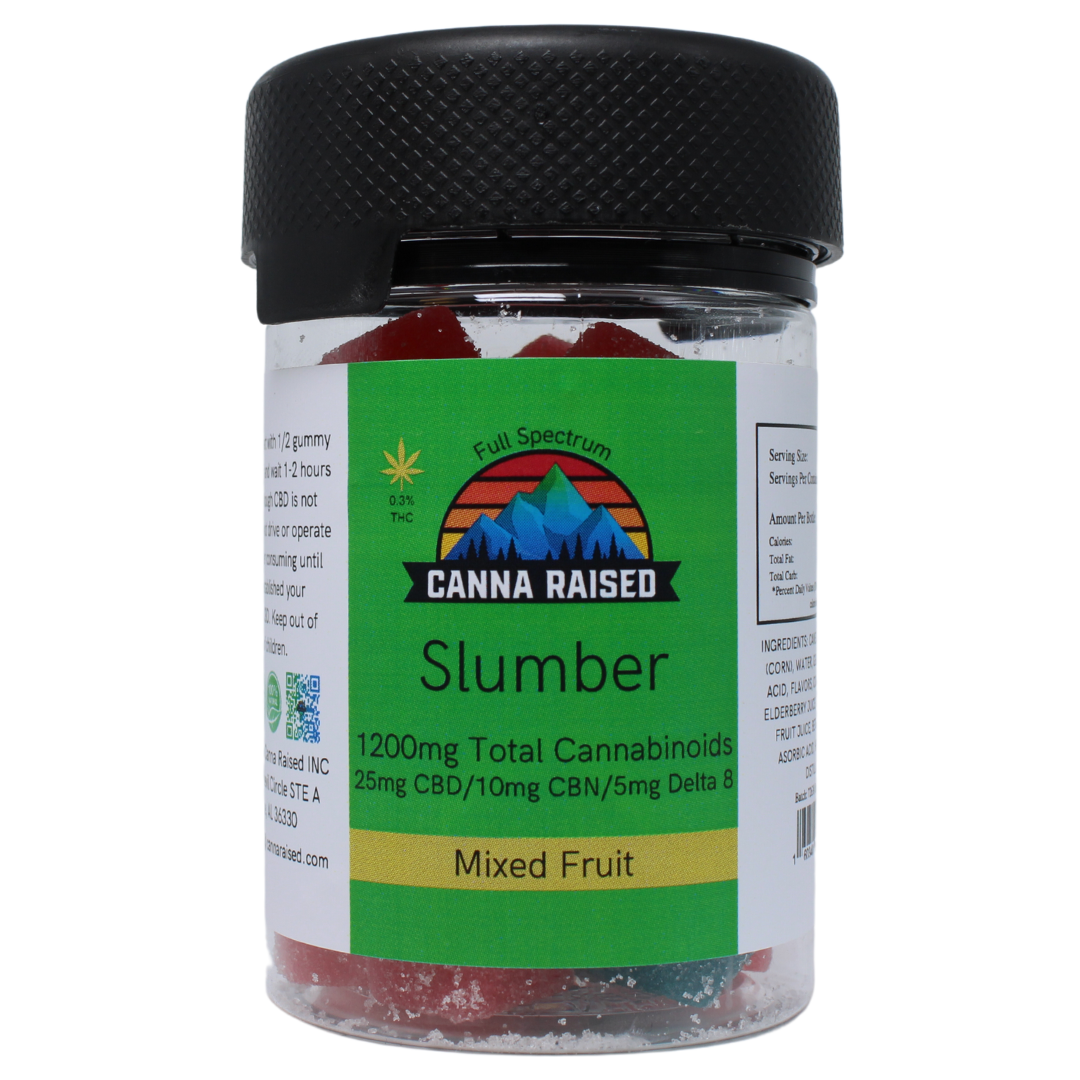 Slumber: CBD, CBN, Delta 8 Gummies (40mg/Piece)