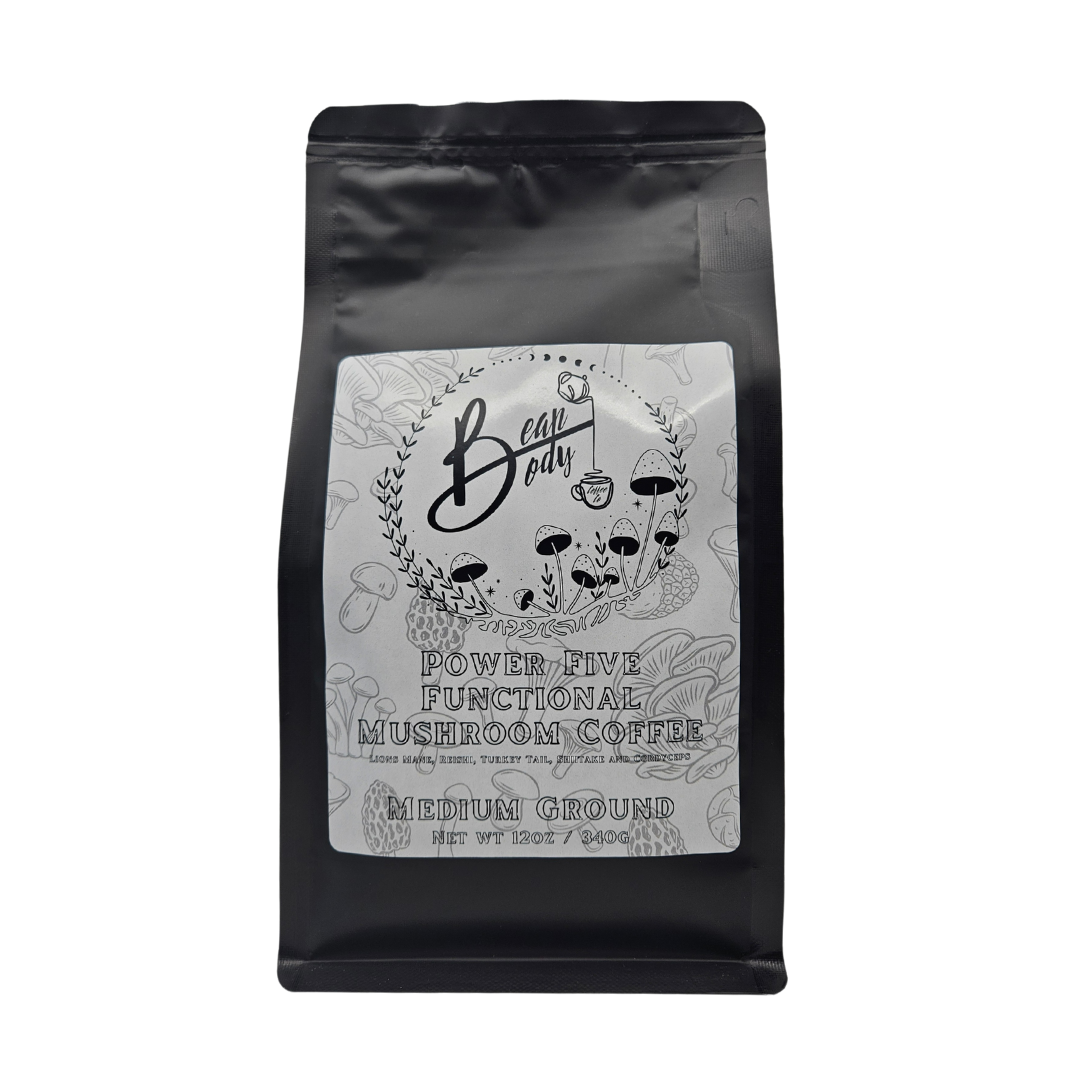 Bean & Body: Power 5 Functional Mushroom Coffee (Lions Mane Bean & Body: Power 5 Functional Mushroom Coffee (Lions Mane